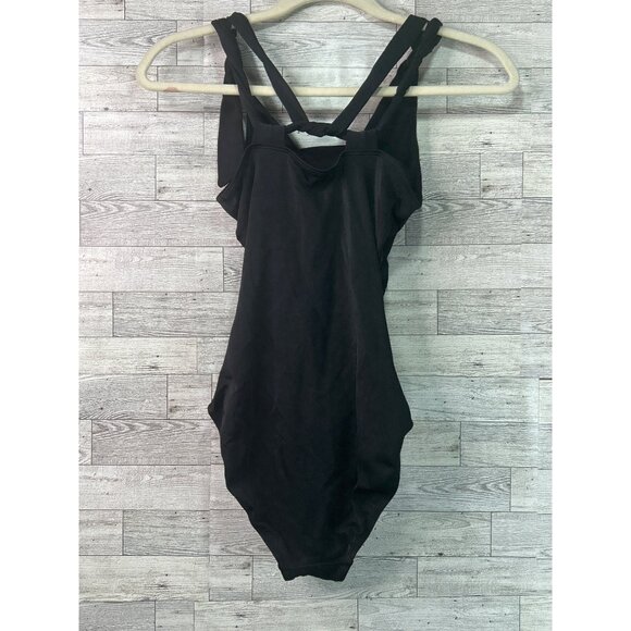 Mod Bod Black‎ Swimsuit Women's size XS Marilyn One-Piece Ruched Design V-Neck - Picture 2 of 7